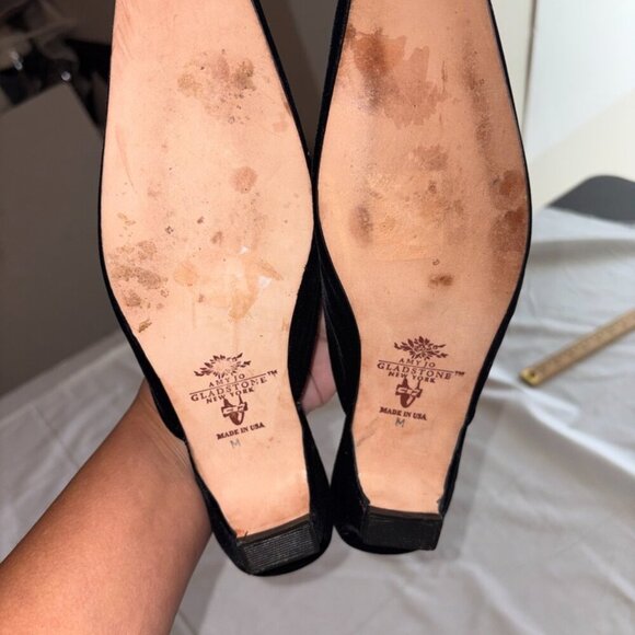 VINTAGE Y2K Embroidered Velvet Martini Kitten Mules Size 7 Made in USA - Picture 3 of 9